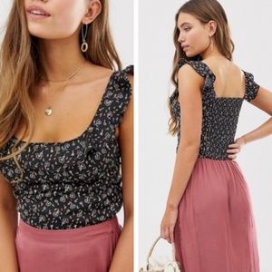 NWT Free People Stay with You Black Crop Top